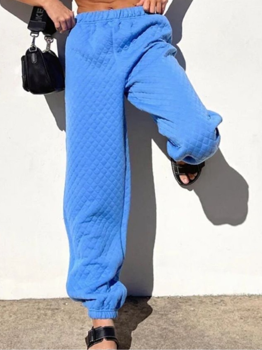 Princess Polly Quilted Sky Blue Joggers